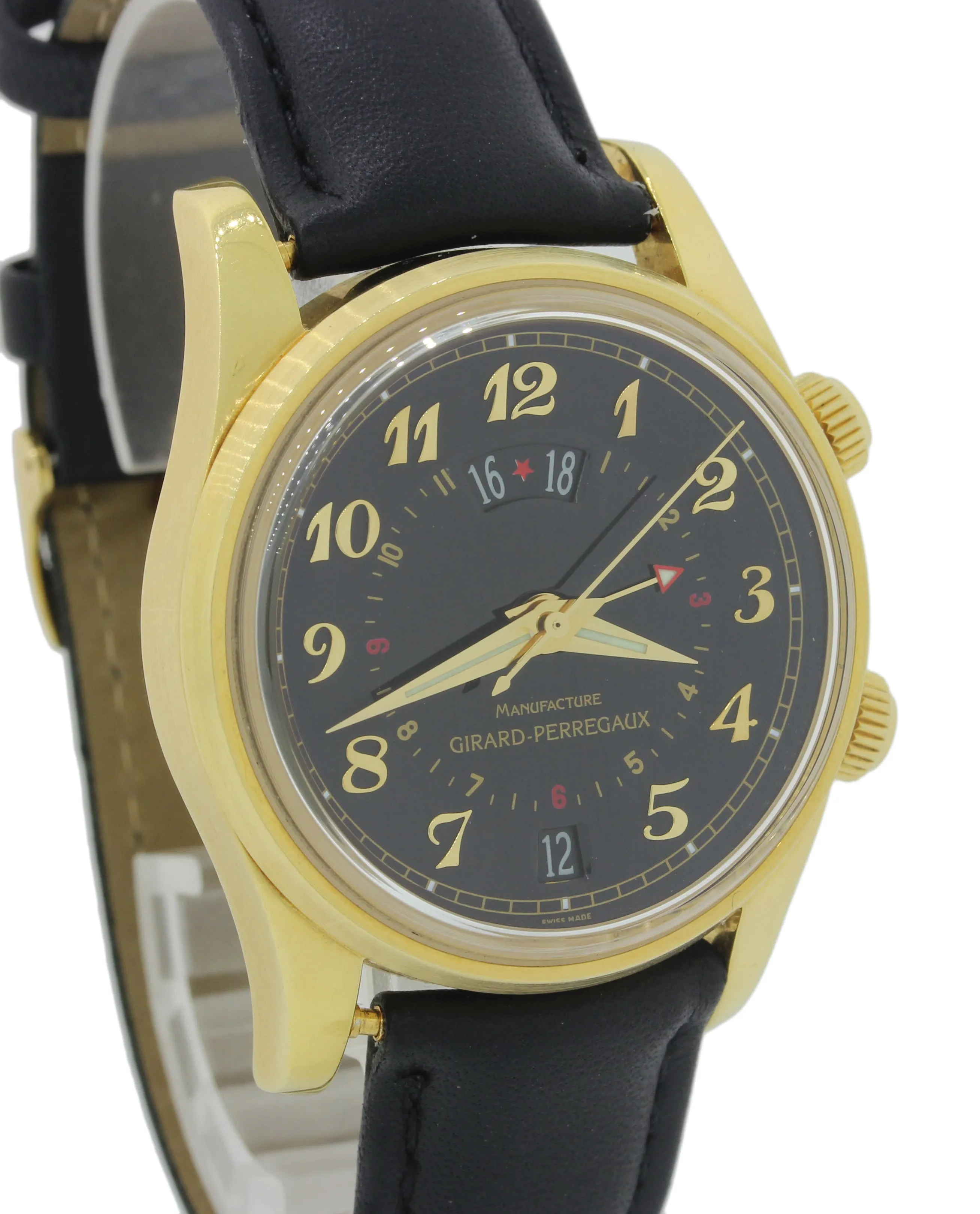 Girard Perregaux Traveller II Solid 18k Gold 38mm Alarm GMT Date 4940 Watch wBox
