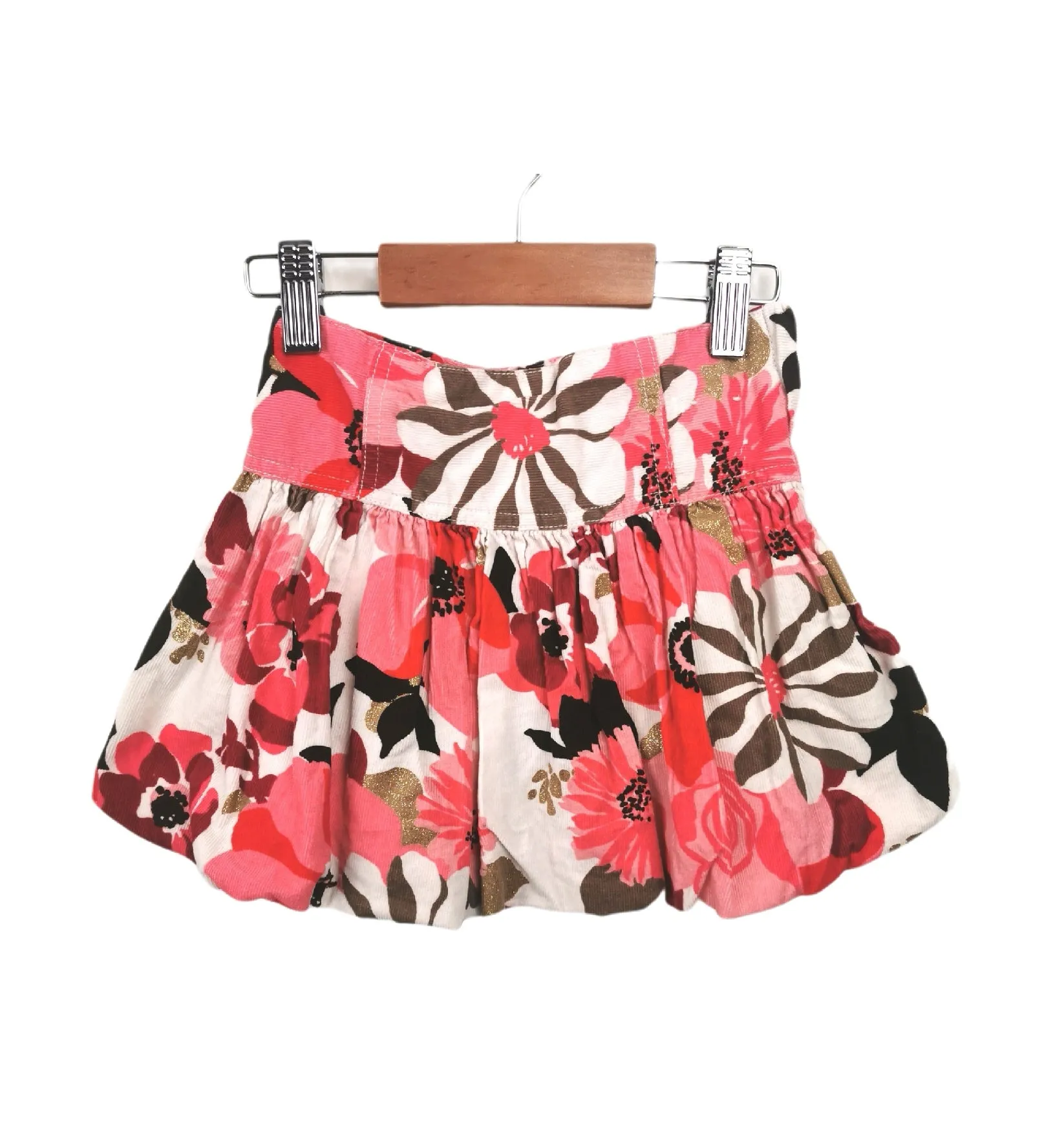 GIRL SIZE 5 YEARS - GYMBOREE, Floral Corduroy Skirt EUC B52