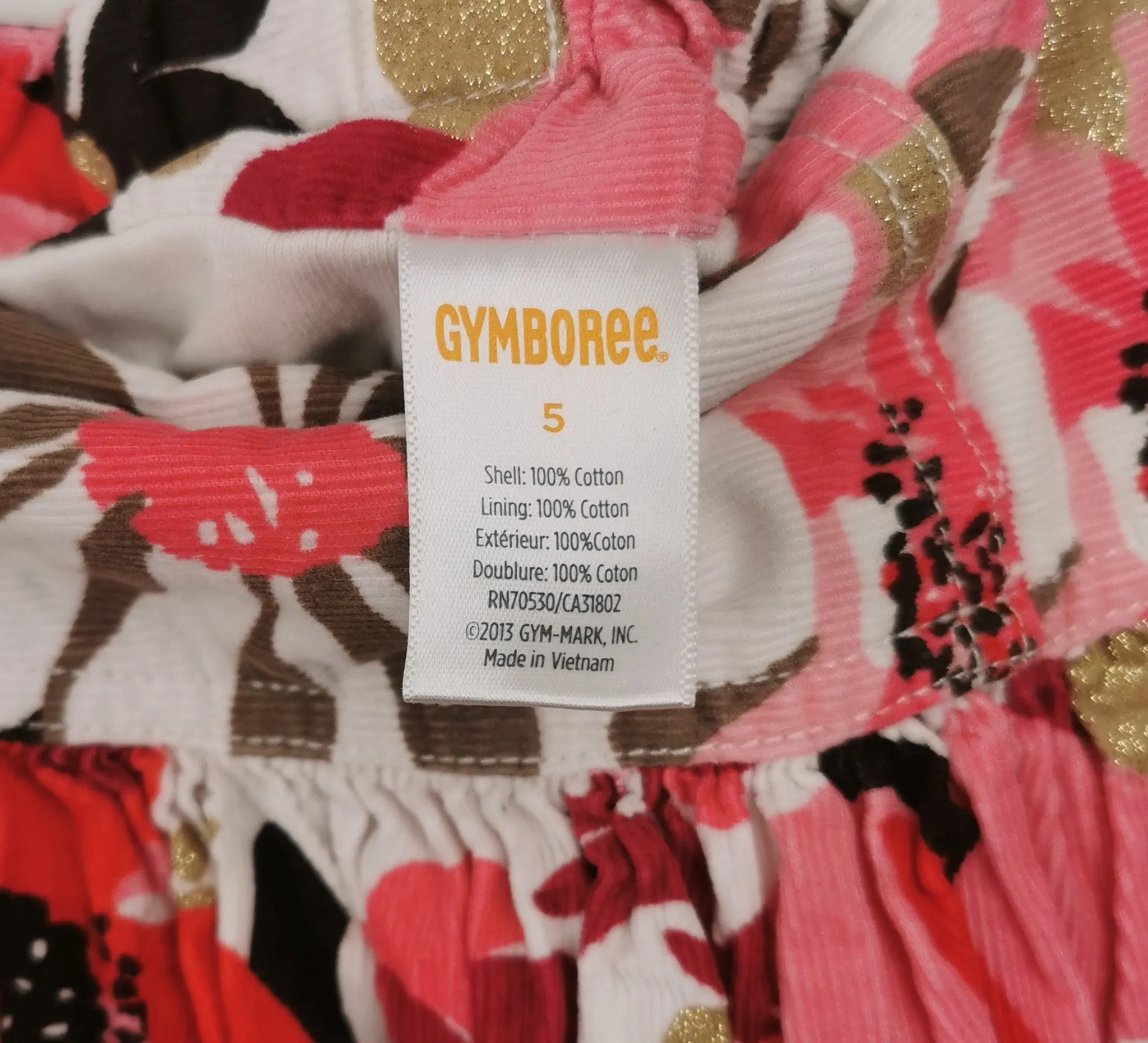 GIRL SIZE 5 YEARS - GYMBOREE, Floral Corduroy Skirt EUC B52