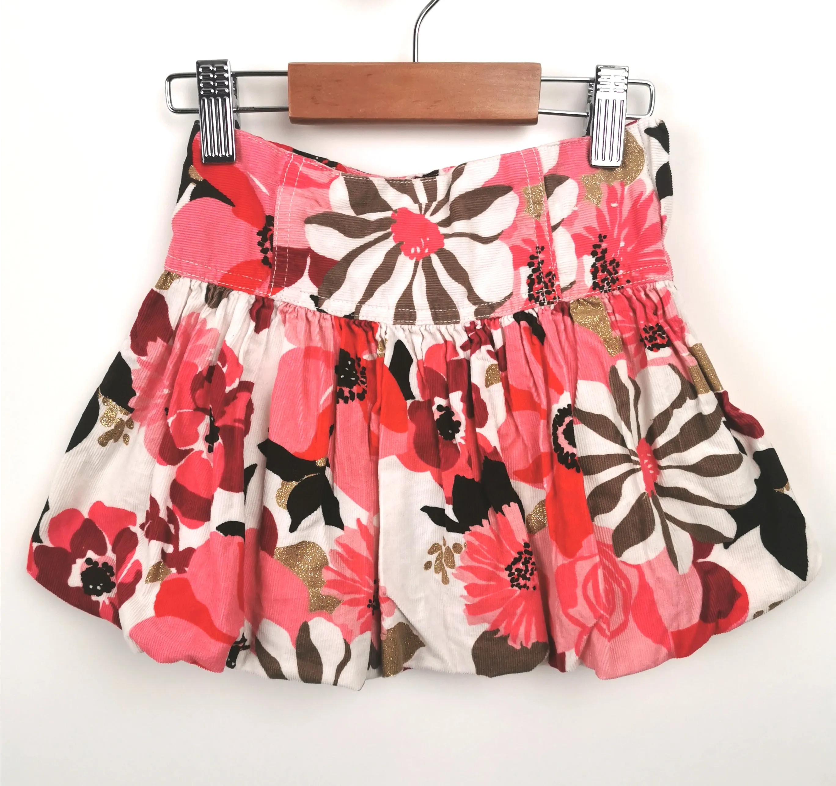 GIRL SIZE 5 YEARS - GYMBOREE, Floral Corduroy Skirt EUC B52