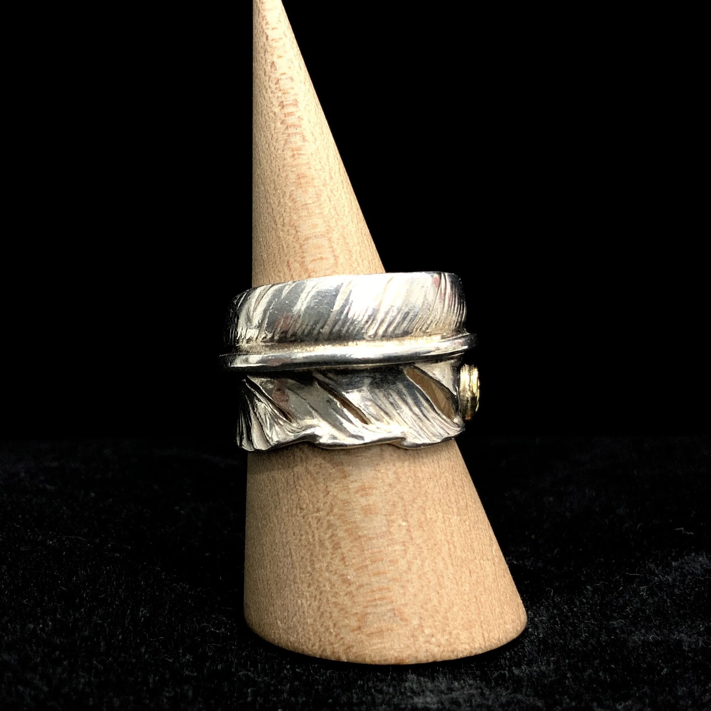 Goros Feather Ring With Metal - Silver And Gold