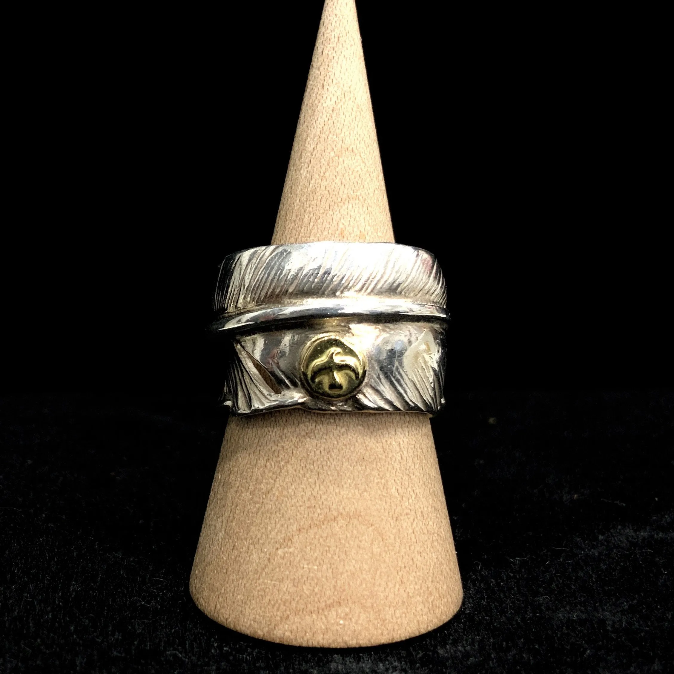 Goros Feather Ring With Metal - Silver And Gold