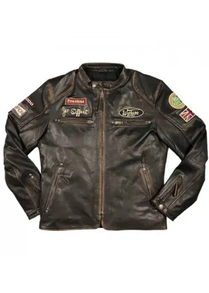 Grand Prix Mens Warson Classic Driver Jo Siffert Leather Jacket Brown