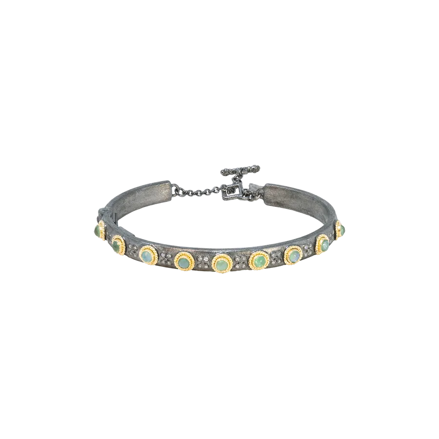 GRANDIDIERITE AND GREY DIAMONDS KICK CUFF BRACELET