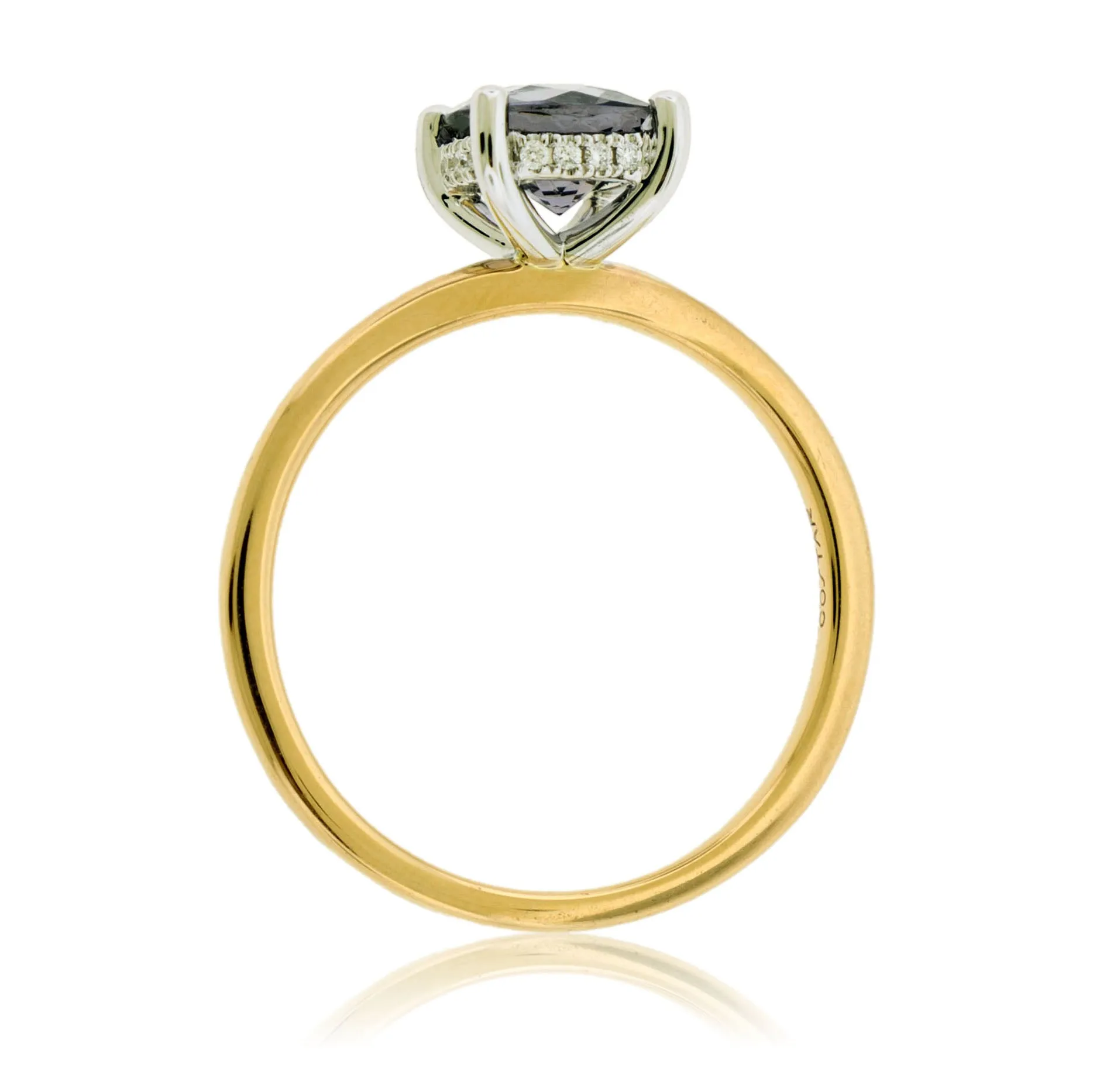 Gray Cushion Spinel & Diamond Hidden Halo Ring