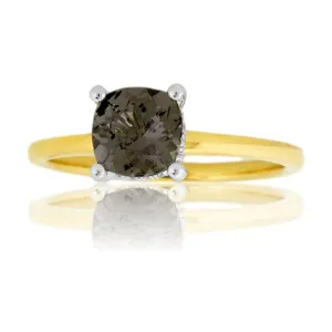 Gray Cushion Spinel & Diamond Hidden Halo Ring