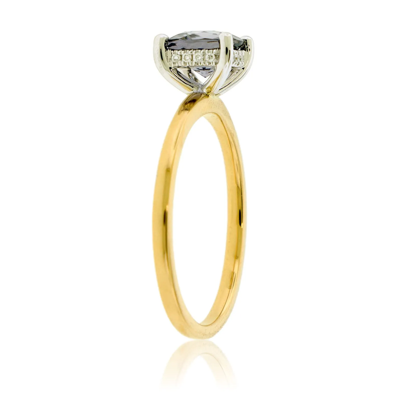 Gray Cushion Spinel & Diamond Hidden Halo Ring