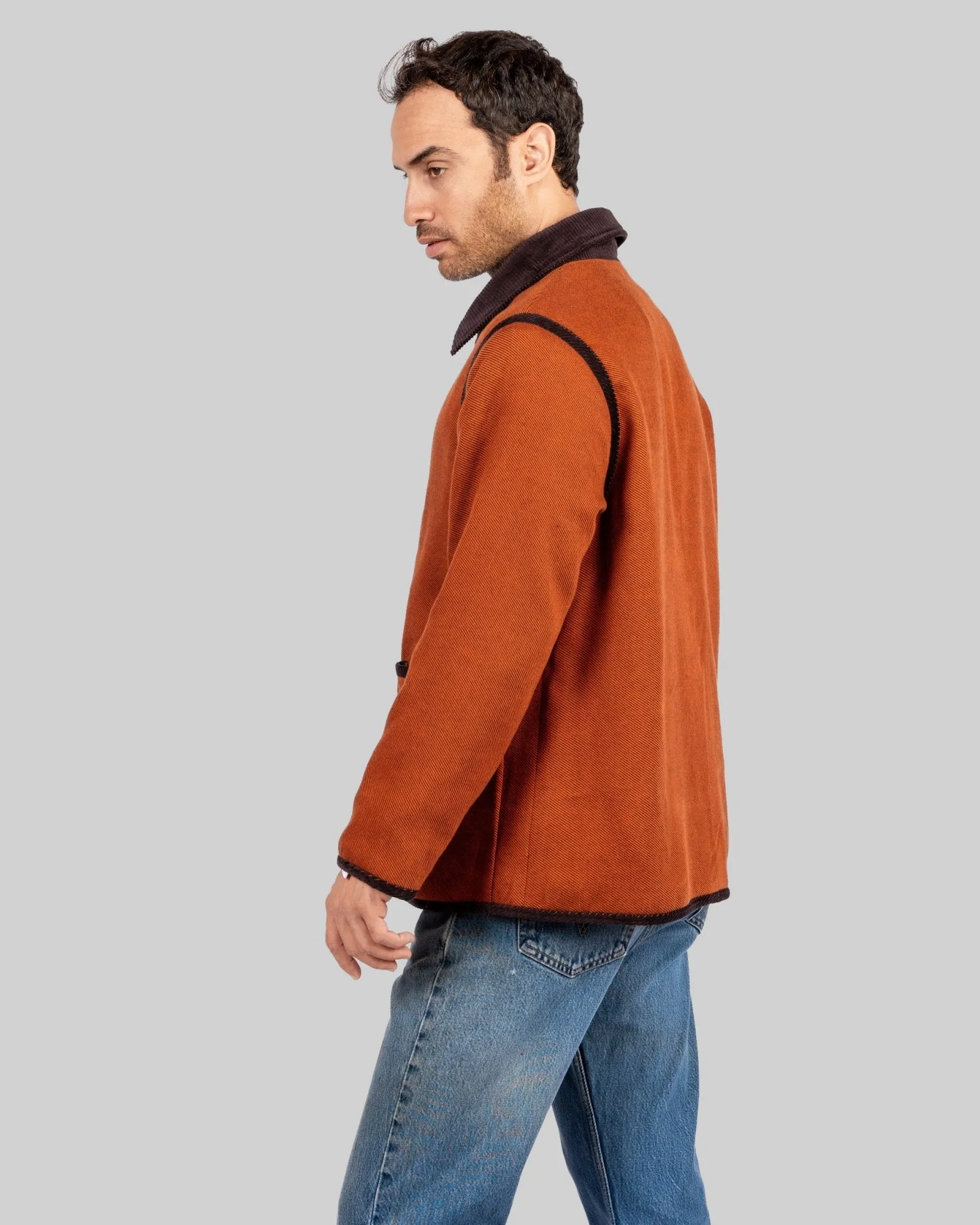 Handwoven Reversible Jacket with Corduroy Trim