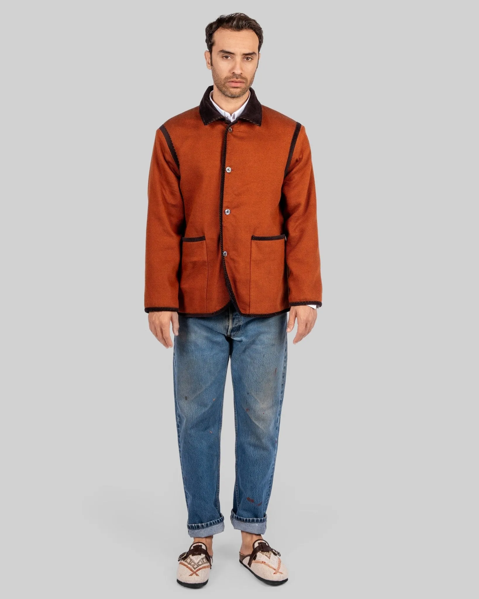 Handwoven Reversible Jacket with Corduroy Trim