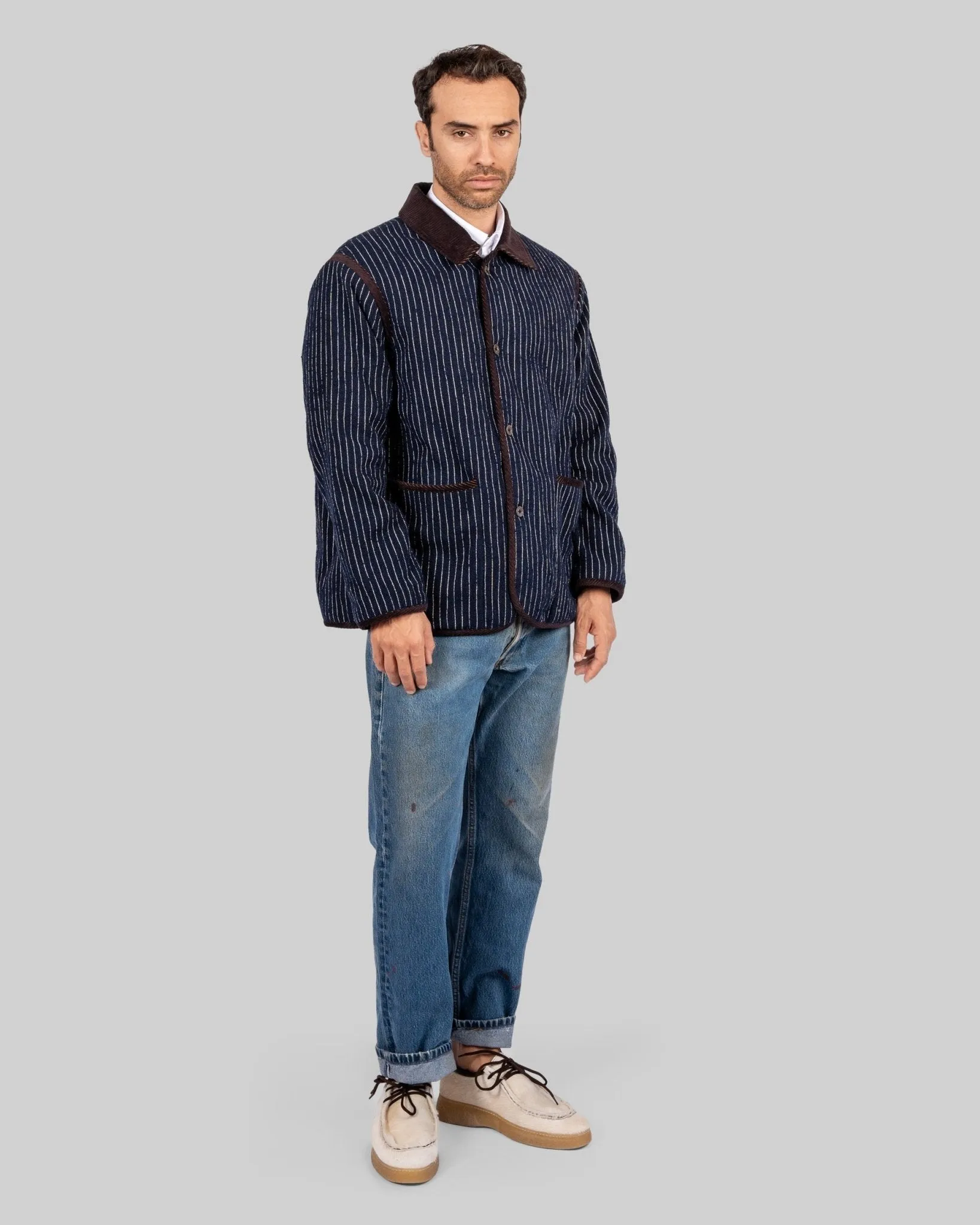 Handwoven Reversible Jacket with Corduroy Trim