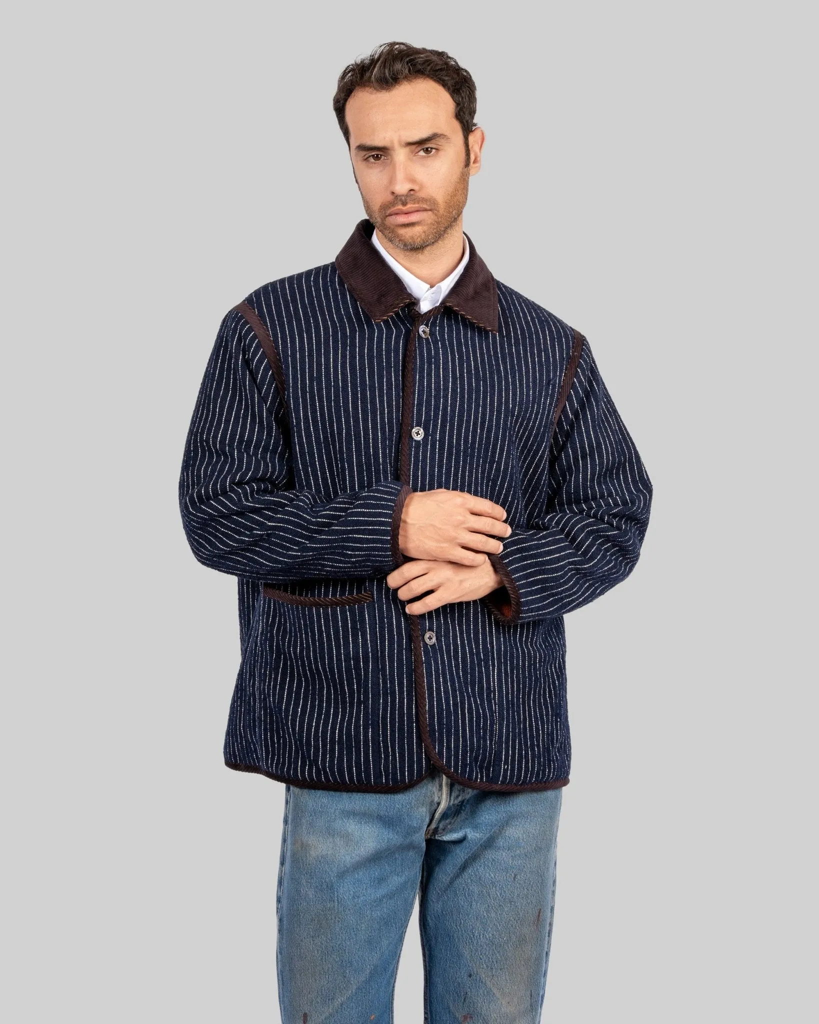 Handwoven Reversible Jacket with Corduroy Trim