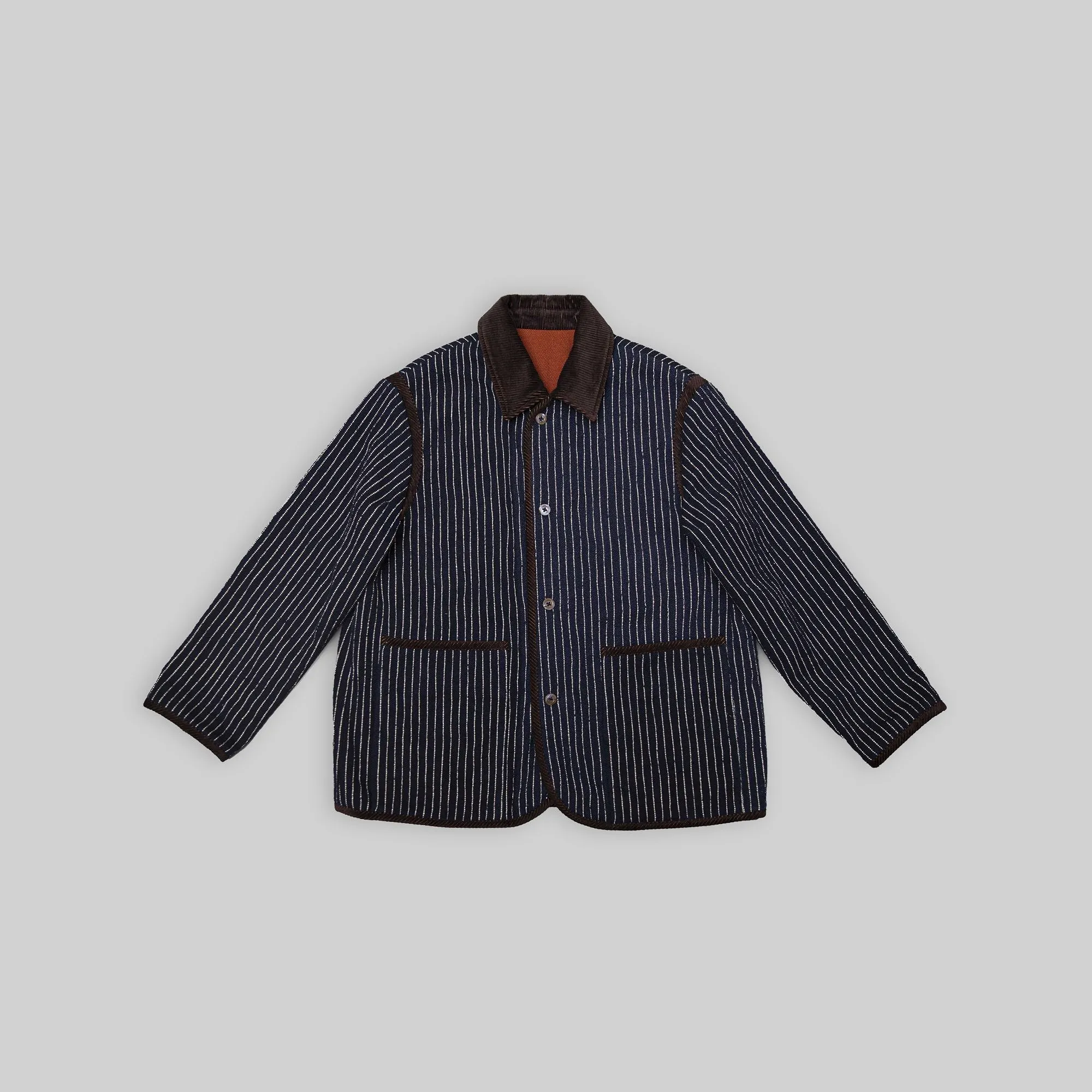 Handwoven Reversible Jacket with Corduroy Trim