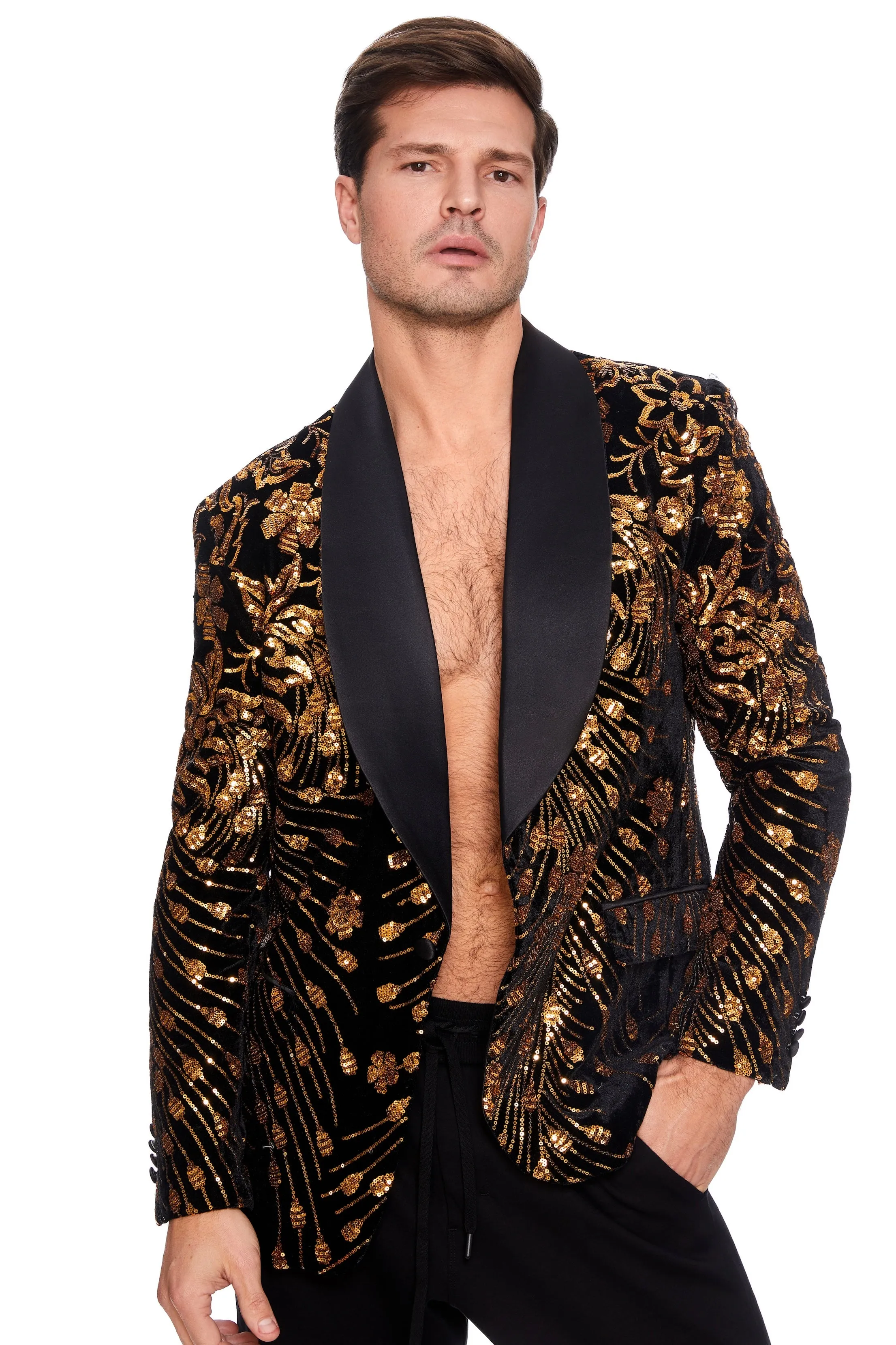 Heaven Only Knows Sequin Velvet Tuxedo Jacket