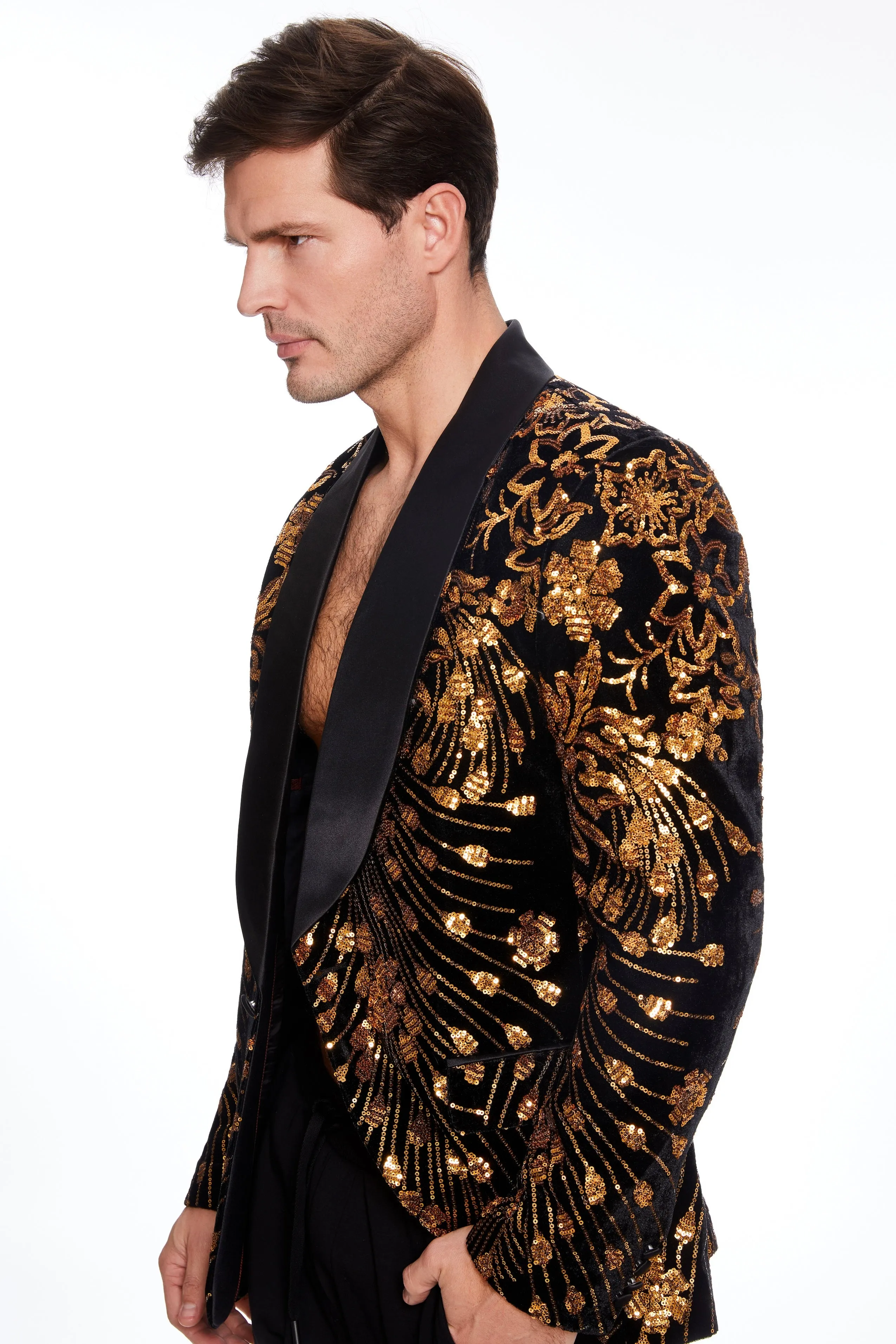 Heaven Only Knows Sequin Velvet Tuxedo Jacket