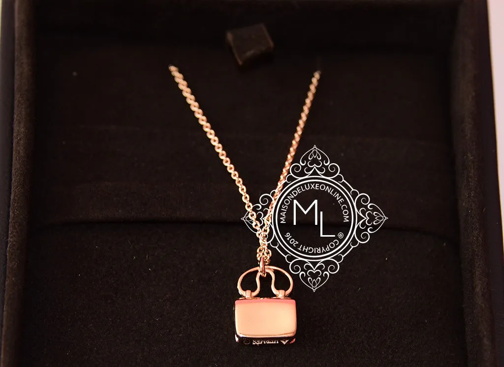 Hermes Rose Gold Diamond Constance Pendant Necklace