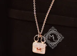 Hermes Rose Gold Diamond Constance Pendant Necklace