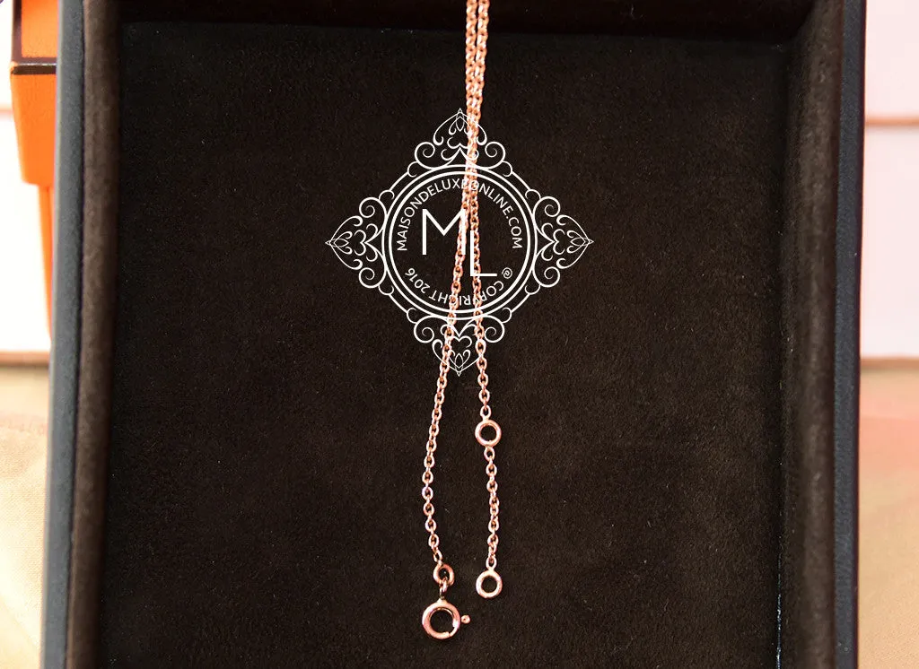 Hermes Rose Gold Diamond Constance Pendant Necklace