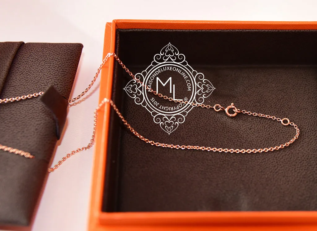 Hermes Rose Gold Diamond Kelly Pendant Necklace