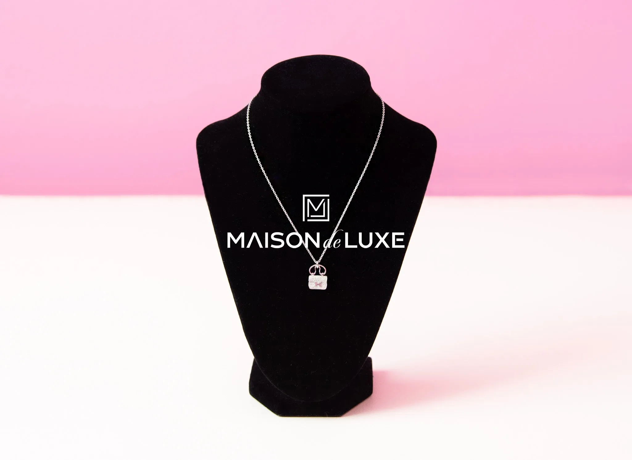 Hermes White Gold Diamond Constance Pendant Necklace