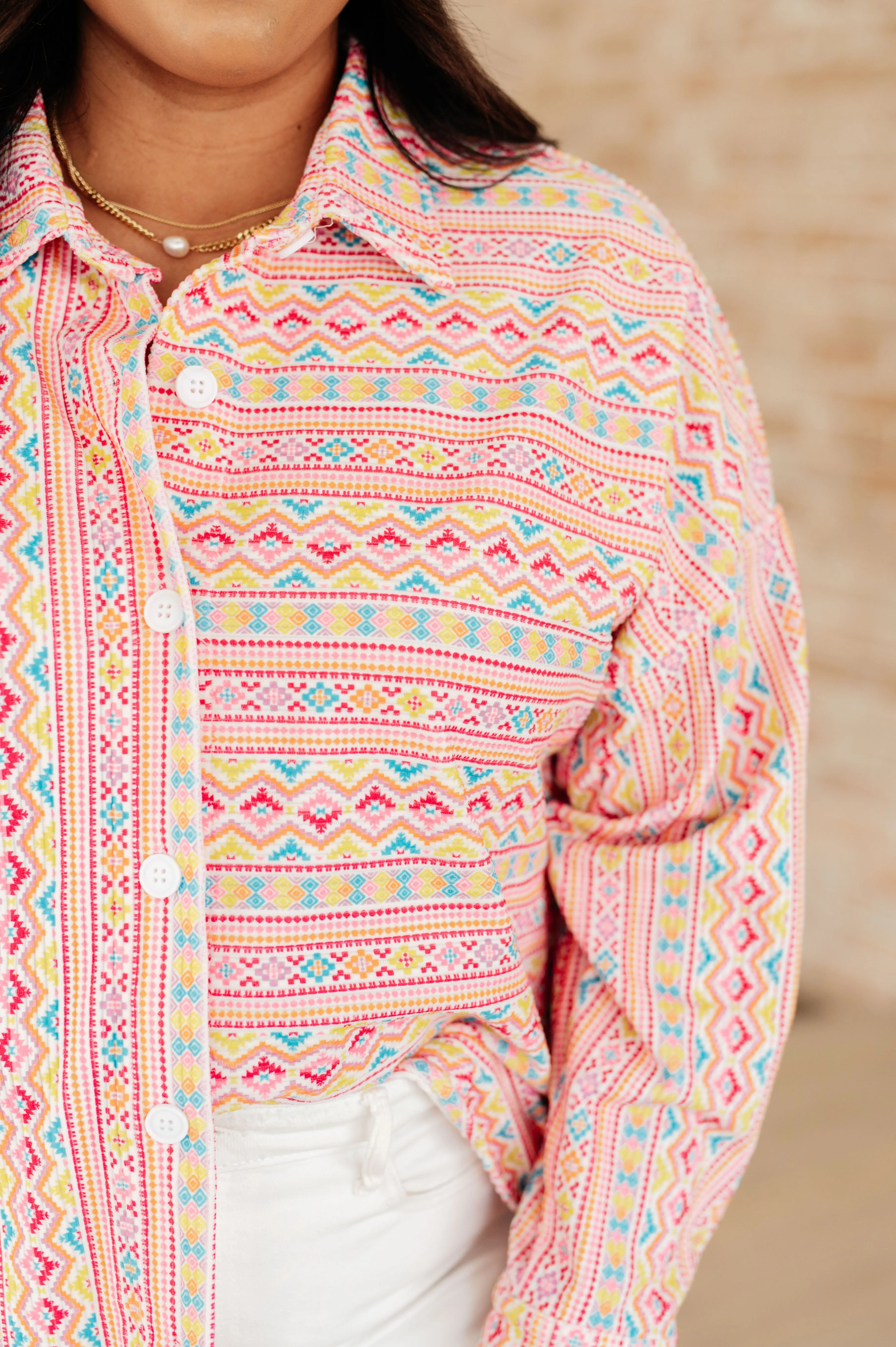 Imagine When Corduroy Button-Up Top