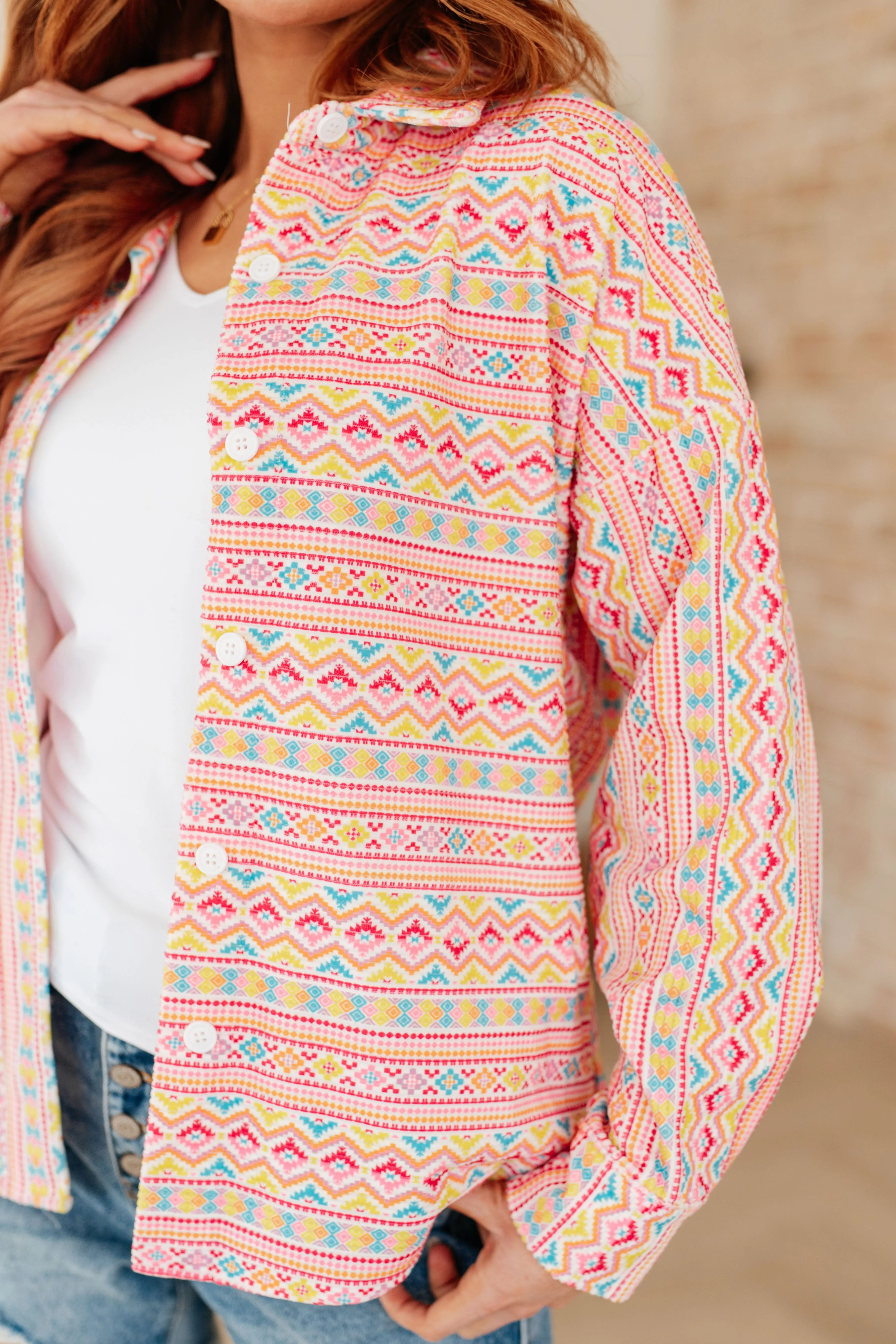Imagine When Corduroy Button-Up Top