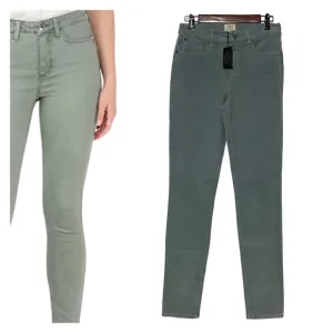 J Crew Lookout High Rise Skinny Corduroy Pants Soft Blue Green