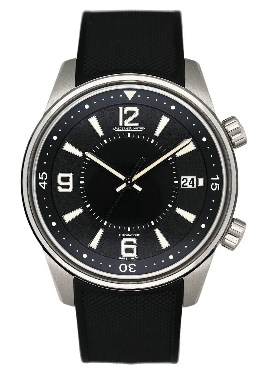 Jaeger Lecoultre Polaris Date Q9068670 Black Dial Mens Watch Box Papers