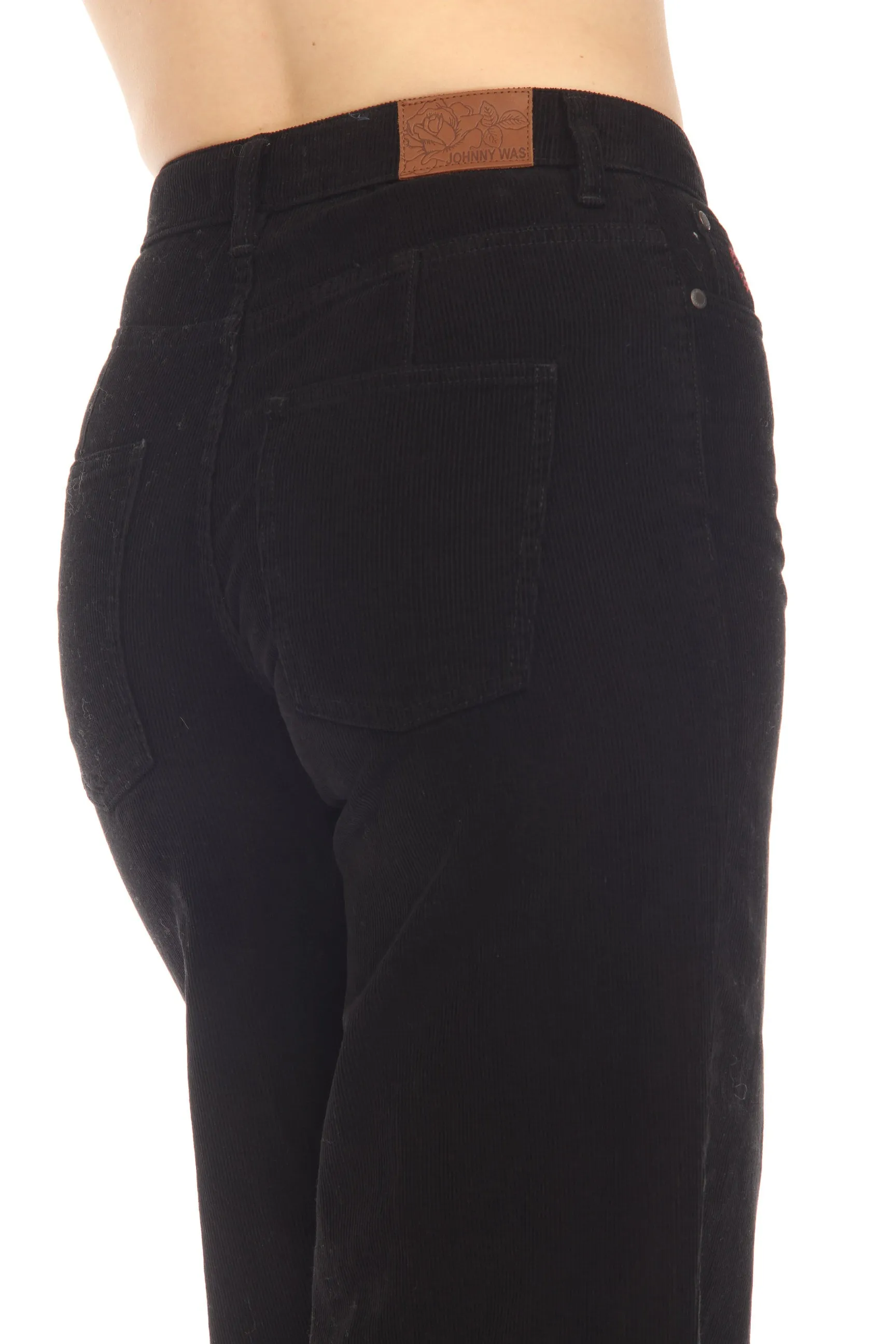 Johnny Was JWLA Black Suki Wide Leg Corduroy Jeans Boho Chic JWD1109