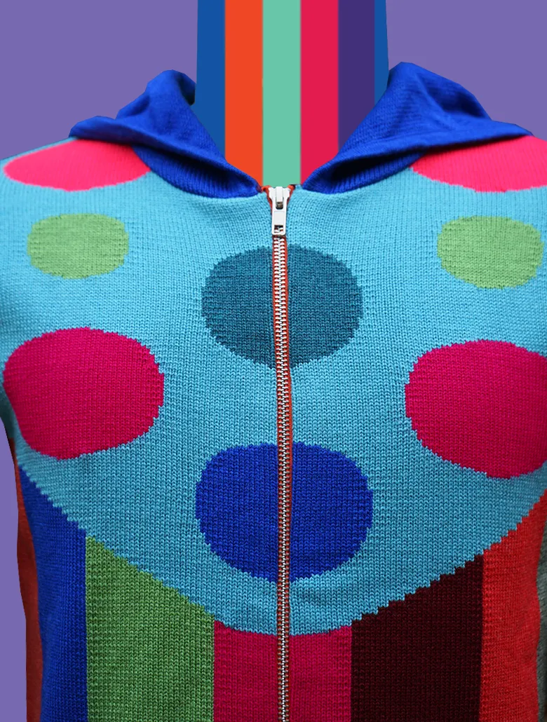 Knitted Multicolored Hoodie