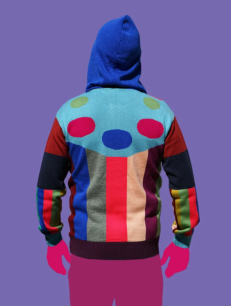 Knitted Multicolored Hoodie