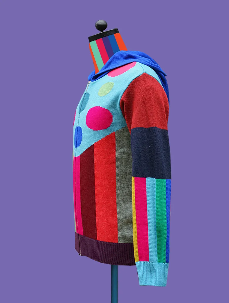 Knitted Multicolored Hoodie