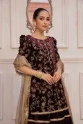 LF-VT-114-B-Maroon | MariaB M.Luxe Fabrics | Unstitched Embroidered Fabric