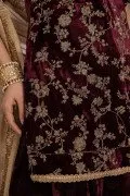 LF-VT-114-B-Maroon | MariaB M.Luxe Fabrics | Unstitched Embroidered Fabric