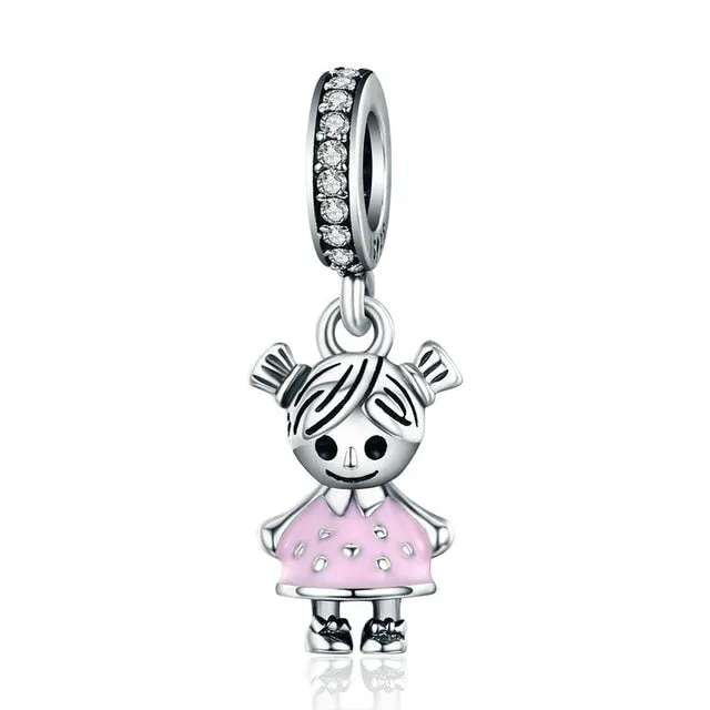 Little Girl & Boy Pendant Charm
