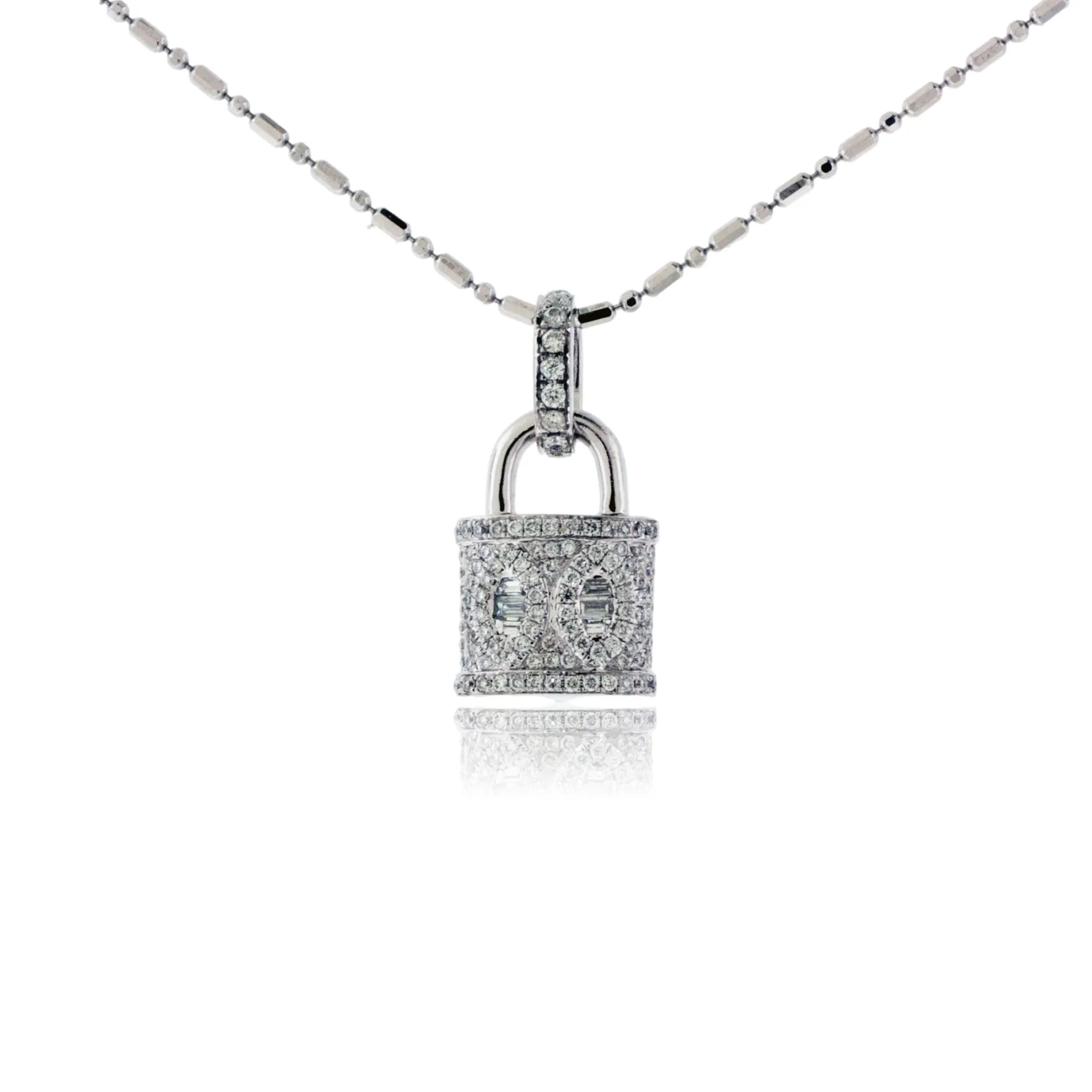 Lock Style Diamond Pendant w/Chain