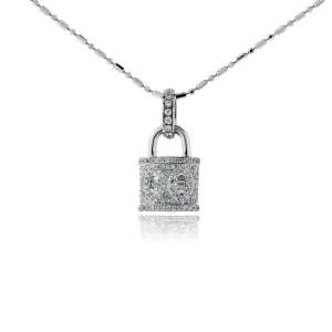 Lock Style Diamond Pendant w/Chain