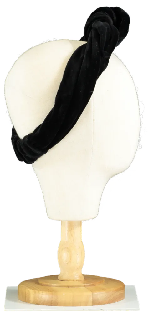 Maison Michel Black Velvet Turban Headband OS