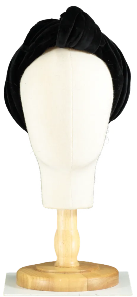Maison Michel Black Velvet Turban Headband OS