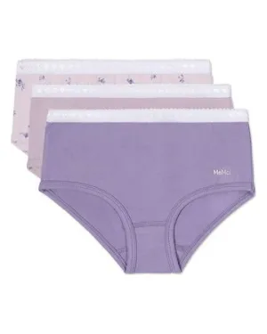 Memoi Girls Panties 3-Pack - Lovely Lavender Floral MKU-1105