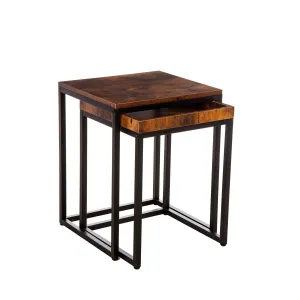 Metal and Wood Nested Tables, Set of 2,8f00579