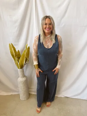 Mineral Wash Denim Jumpsuit