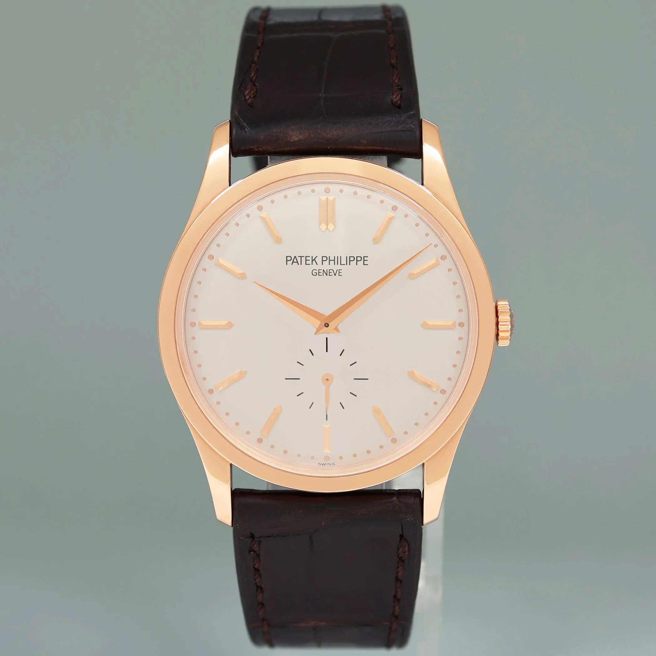 MINT Patek Philippe Calatrava 5196R Rose Gold Brown Leather 37mm Watch Box
