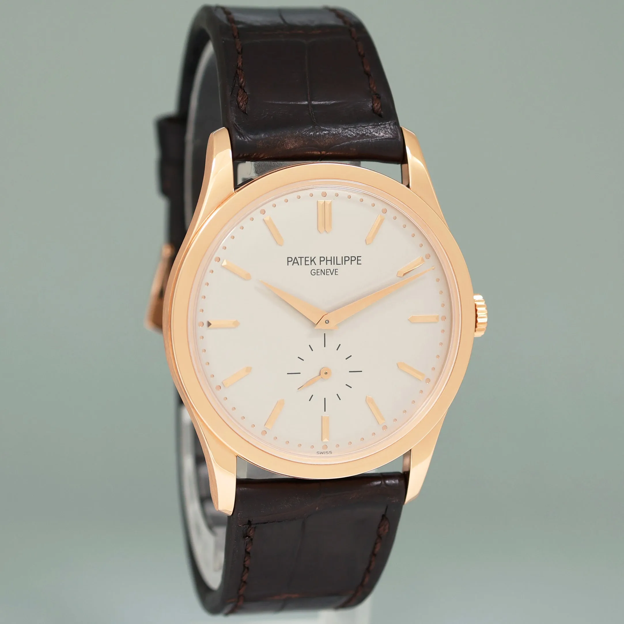 MINT Patek Philippe Calatrava 5196R Rose Gold Brown Leather 37mm Watch Box