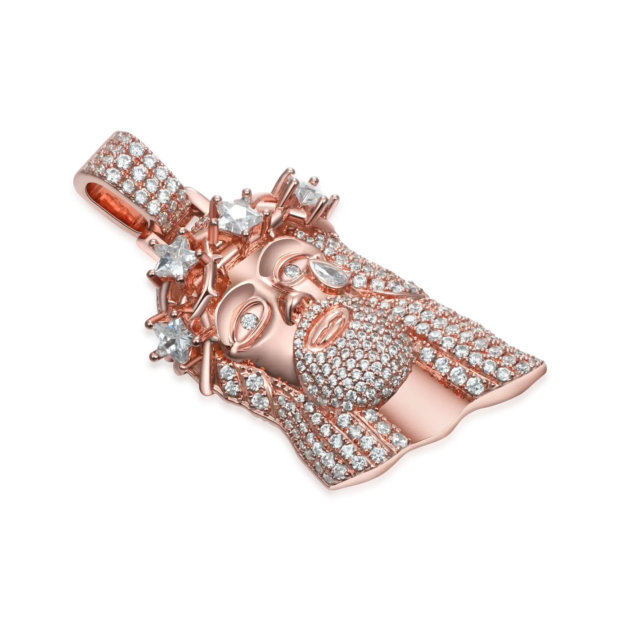 Moissanite Rose Gold Stellar Jesus Pendant - Small