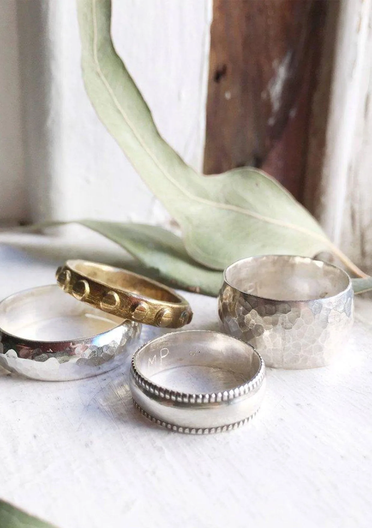 Moon Pi Silver Band Pattern Ring