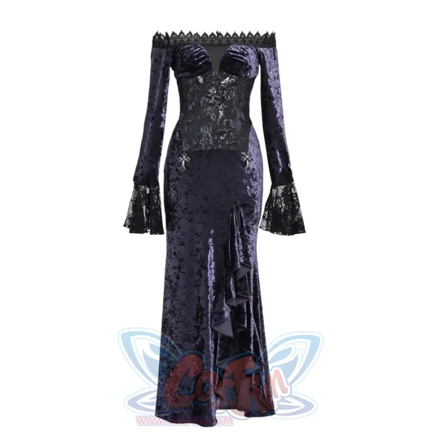 Moonlit Devotion Gothic Velvet One Neck Slim Fishtail Dress
