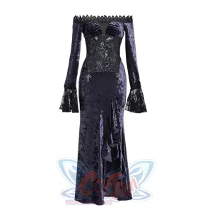 Moonlit Devotion Gothic Velvet One Neck Slim Fishtail Dress