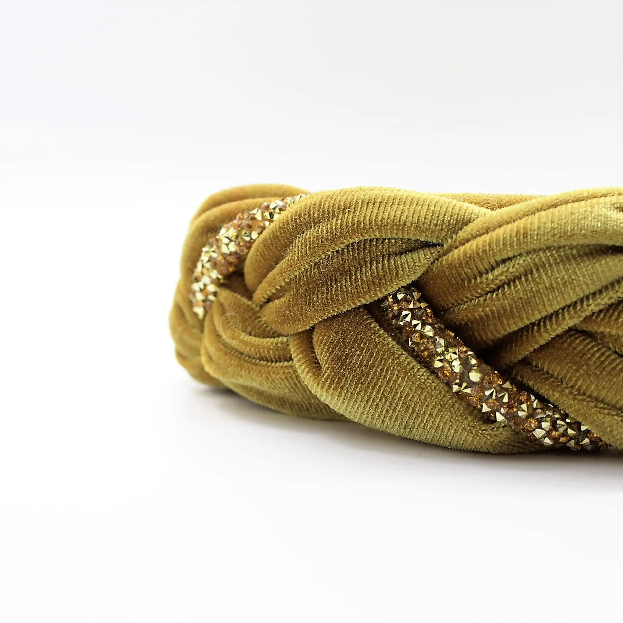 Mustard Velvet and Rhinestones Headband