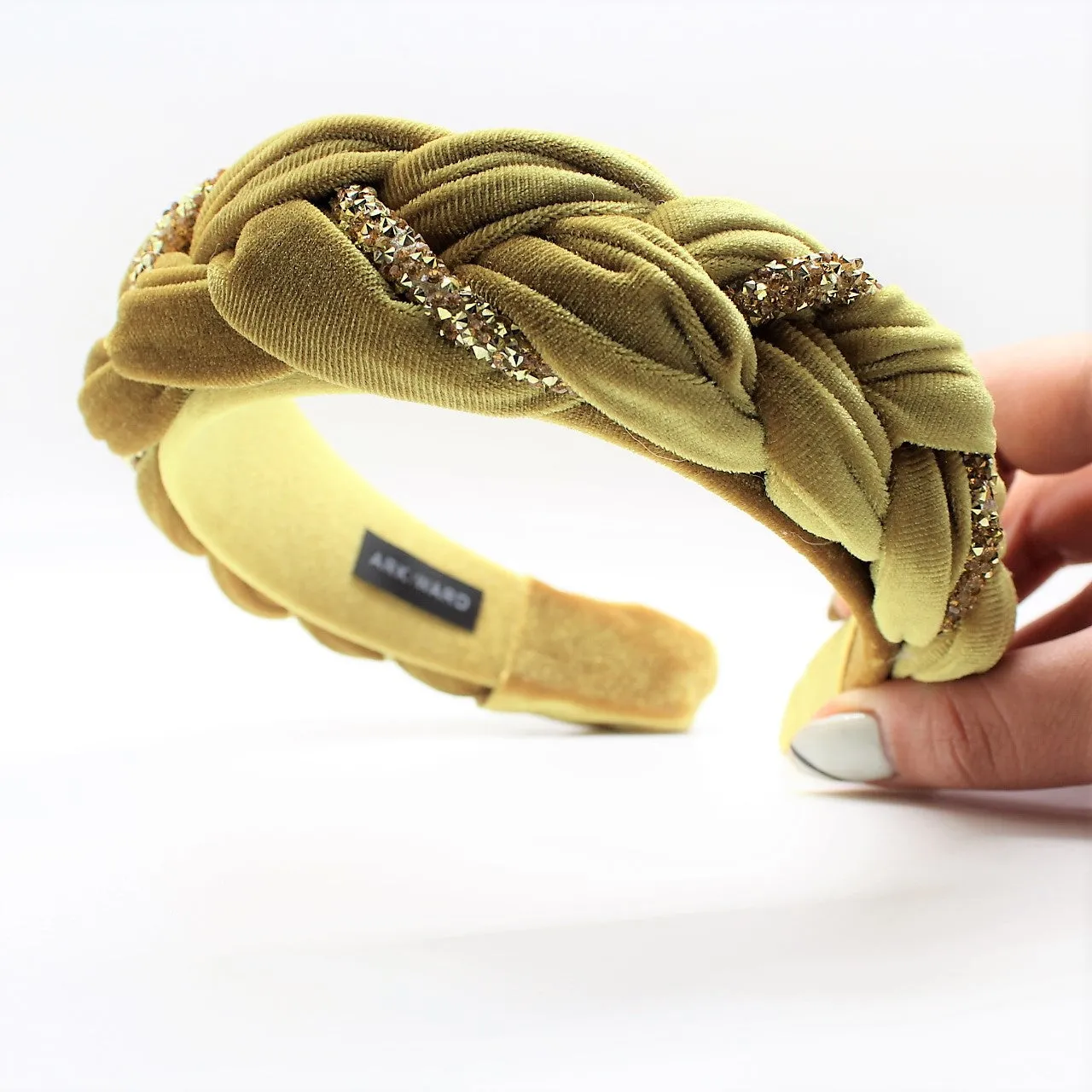 Mustard Velvet and Rhinestones Headband