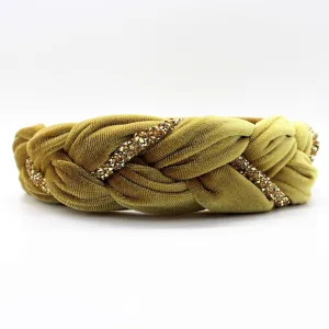Mustard Velvet and Rhinestones Headband